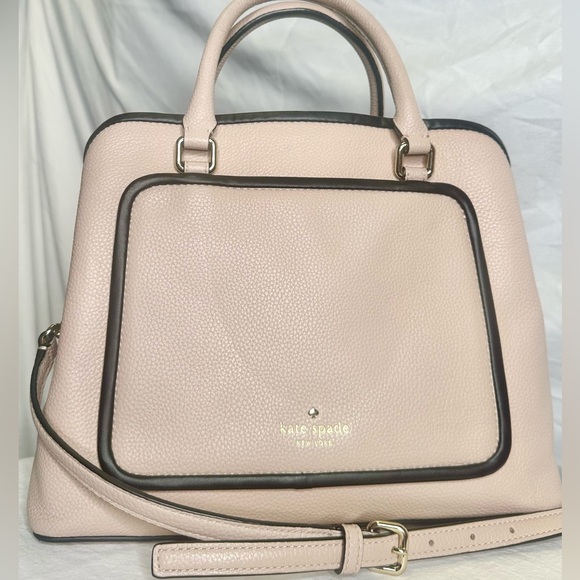 KATE SPADE Ward Place Evangelie Beige Pink Mauve Top Handle Leather Satchel Bag - Picture 2 of 15